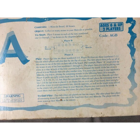 Mancala-The African Stone Game 2 players NOS Ages 6+ Made USA Complete NOS - Picture 3 of 4